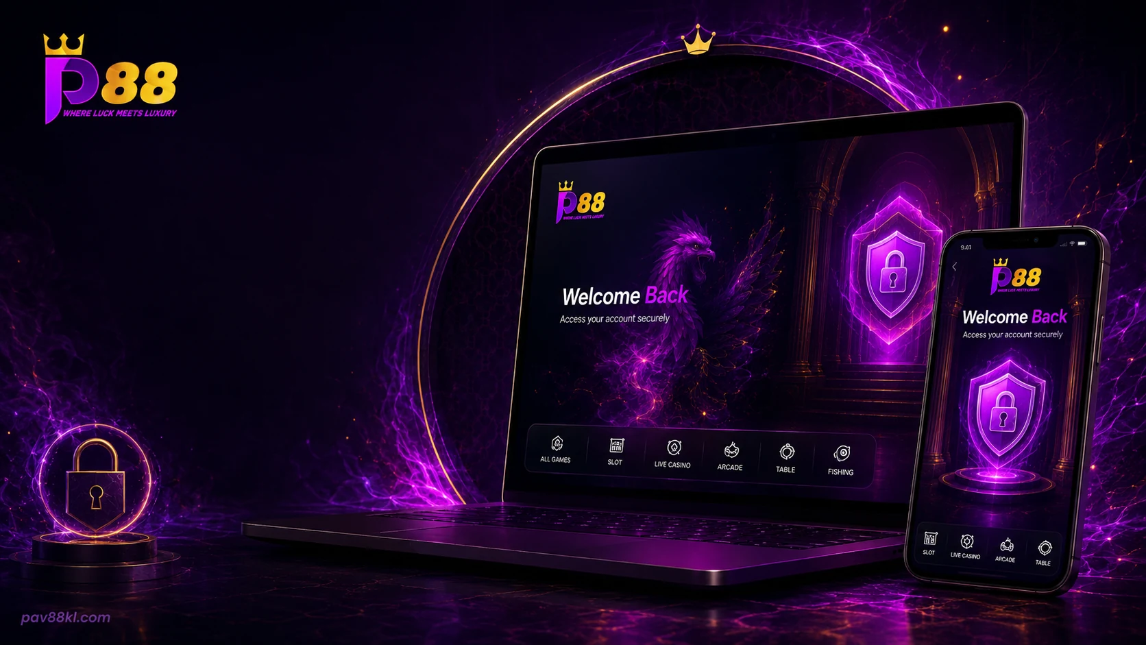 Pavilion88 account access visual on desktop and mobile devices